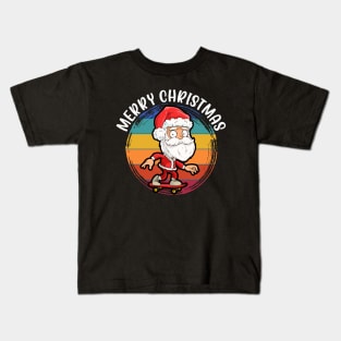 Santa Skateboarder Happy Christmas Merry Christmas Christmas Event Christmas Present Gift for Family for Dad for Mom for Friends for Kids Kids T-Shirt